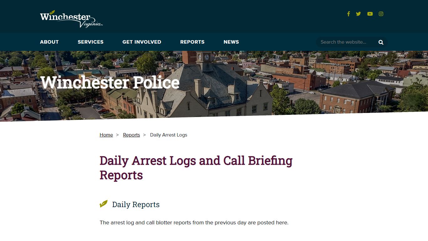 Daily Arrest Logs | Winchester Police